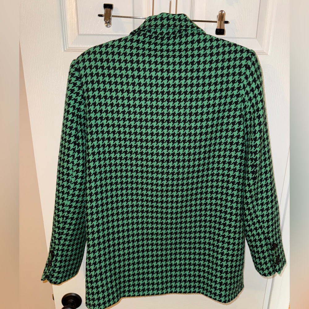 JUSTE Houndstooth Pattern Double-Breasted Green O… - image 4